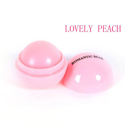 Fruit Flavor Lip Balm Cute Round Ball Pure Natural Plant Kids Baby Girls Lips Balm Moisturizing Romantic Bear