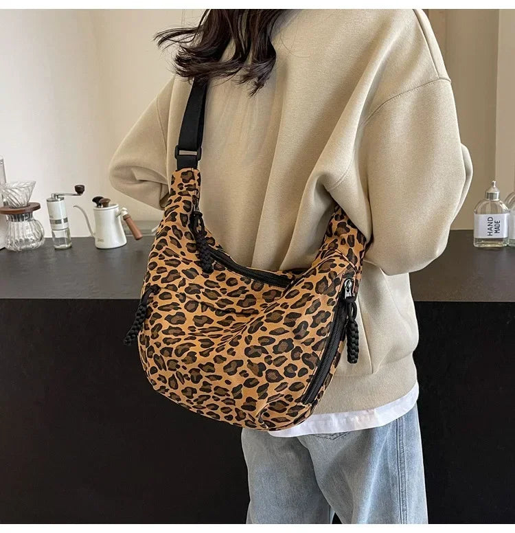 Leopard Print Crossbody Bags for Women Corduroy Casual Shoulder Tote Bags Ladies Sac A Main Femme Designer Luxury Handbags 2024