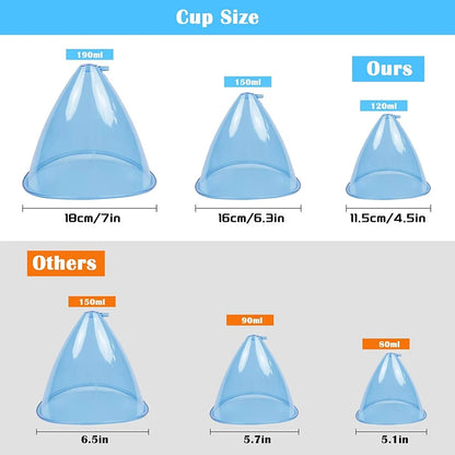 Breast Pump Vacuum Therapy Machine Massager Buttocks Lifting Machine BBL Scraping Cup Female Massage Colombian Buttocks Lifting