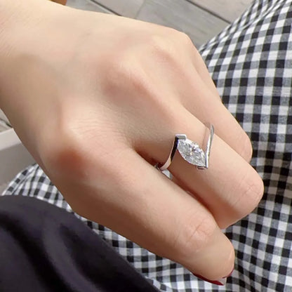 1 CT Marquise Cut Moissanite Rings for Women D Color Lab Diamond S925 Silver Plate 18K Gold Wedding Finger Band GRA Fine Jewelry