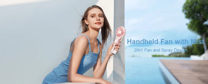Portable Humidifier Fan Mini Handheld Mist Fan Portable USB Rechargeable Handheld Fan with Humidifier Mini Water Spray Hand Fan