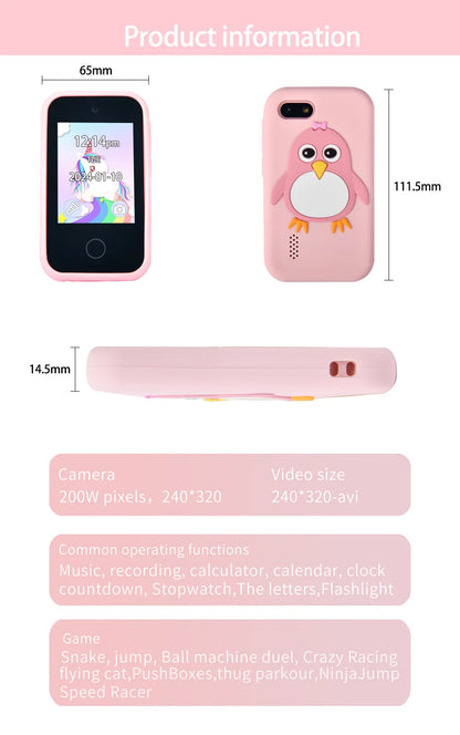 32GB Kids Smart Phone 2.8'' IPS Mini Toy Phone Music Player  28 Games Alarm Clock Flashlight Dual Camera Educational Funny Toys