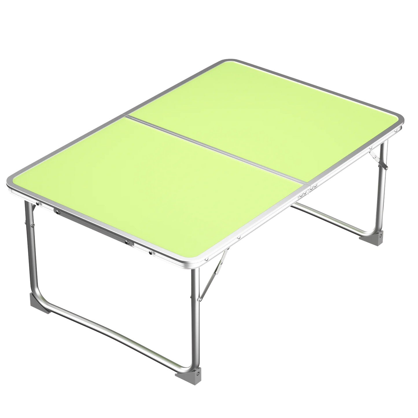 Mini Folding Picnic Table with Carry Handle, Aluminum Frame, Laptop Table for Sofa Bed Couch Floor, 60x40x24cm, Green/White