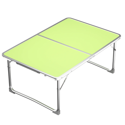 Mini Folding Picnic Table with Carry Handle, Aluminum Frame, Laptop Table for Sofa Bed Couch Floor, 60x40x24cm, Green/White