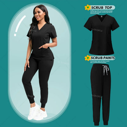Newest Nursing White Doctor Nurse Uniforms Women Men Scrubs Set Medical Clothing Beauty Salon Workwear