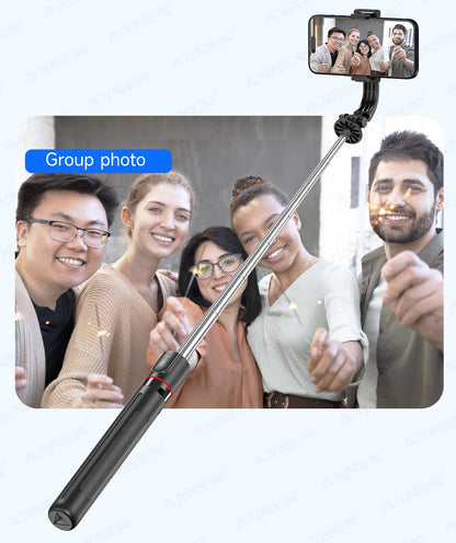 F15 Selfie Stick Tripod with Bluetooth Remote, 6-Section Extendable Pole, 360° Rotation, Fill Light Option, for Phone Vlog
