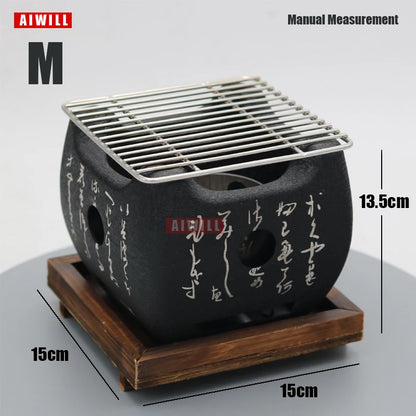 AIWILL Portable BBQ Grill Korean Food Carbon Furnace Barbecue Stove Charcoal Cooking Oven Household Outdoor Reusable Grill Box