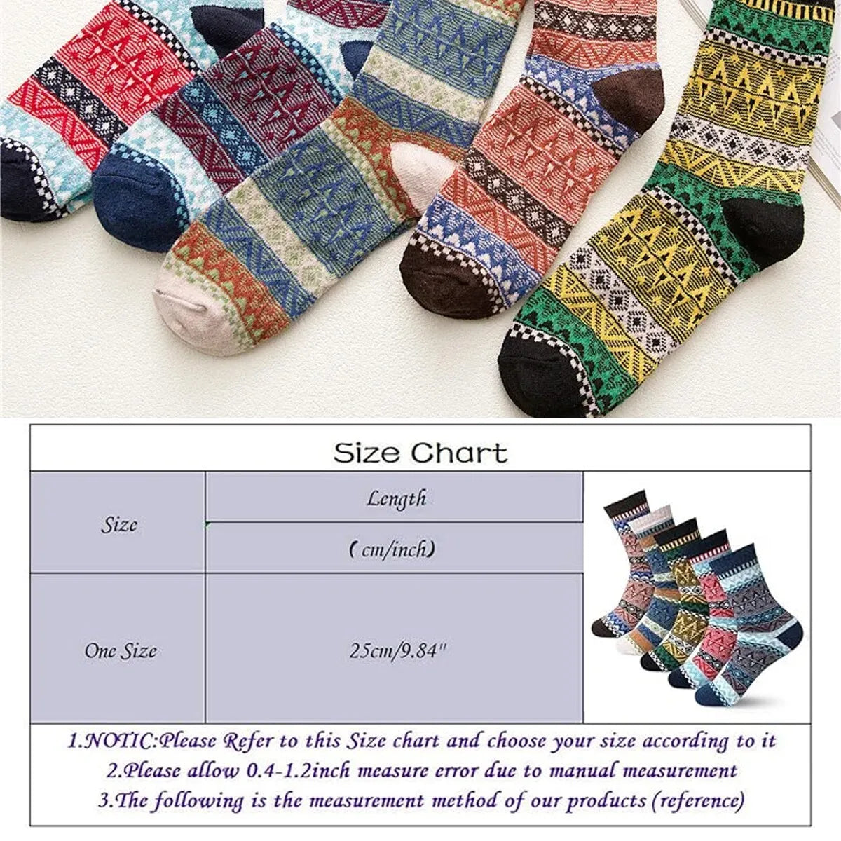 5 Pairs Winter Men's Thicken Sheep's Wool Socks - Warm & Retro | Colorful Fashio