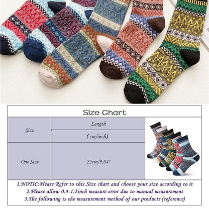 5 Pairs Winter Men's Thicken Sheep's Wool Socks - Warm & Retro | Colorful Fashio