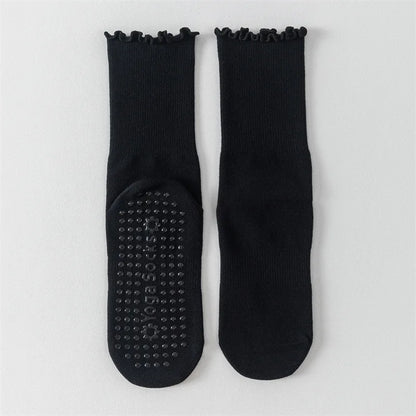 Yoga socks, boneless mid tube socks, sports anti slip thin fit, fitness Pilates combed cotton women's socks