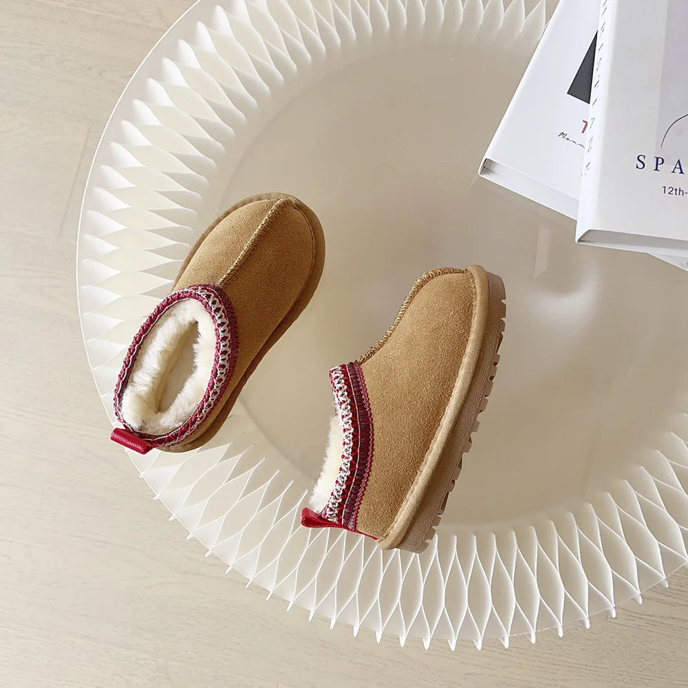 Kids Winter Slippers - Luxury Fur Lined Non-Slip Indoor Boots for Boys & Girls