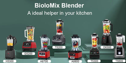 BioloMix Automatic Program Professional Kitchen Smoothie Blender BPA FREE 2L Low-profile Jar Food Mixer Juicer Ice Crusher