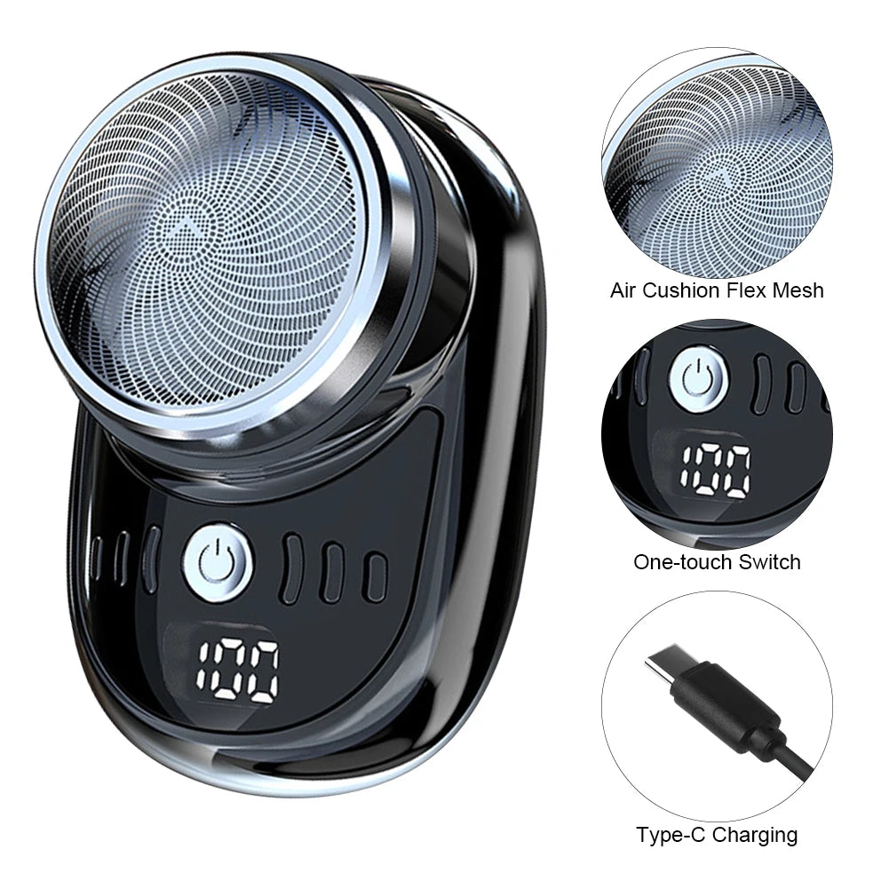 Men Face Beard Trimmer USB Charging Rechargeable Shaver with Digital Display Shaving Face Beard Razor Pocket Size Car Home Razor