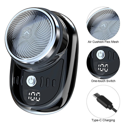 Men Face Beard Trimmer USB Charging Rechargeable Shaver with Digital Display Shaving Face Beard Razor Pocket Size Car Home Razor