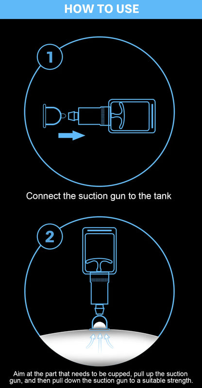 Vacuum Cupping Massage Kit w/ Pump Gun - 6 Suction Cups for Back, Body Therapy, Anti-Cellulite & Detox