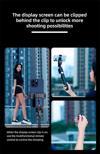 Wireless Selfie Stick Tripod Stand with Remote and Small Screen Casting Selfie Monitor for Smartphone Selfie Live Streaming