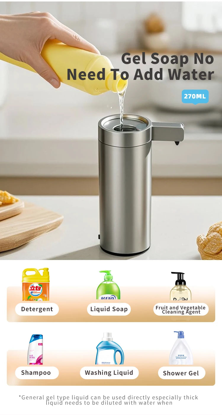 Kitchen Soap Machine Automatic Sensor Out of Hand Sanitizer Smart Electric Body Wash Soap Dispenser 304 Stainless Steel