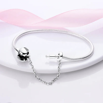 925 Sterling Silver Charm Bracelet - Leaf, Clover, Butterfly & Heart Design | 17-20cm Adjustable