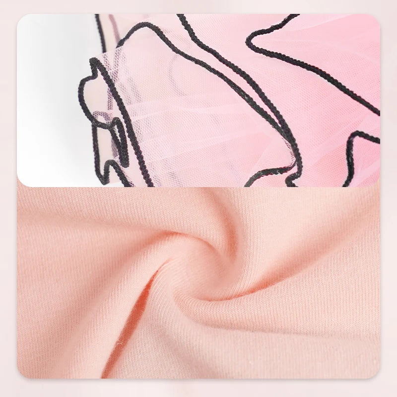 Girls Pink Ballet Leotard with Tutu Short Sleeve Dance Bodysuit for Toddler Girls Cotton Ballerina Wear