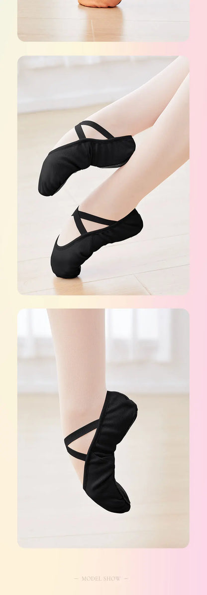 Ballet Shoes for Girls & Women - Stretch Canvas Dance Slippers with Split Sole & Elastic Fit