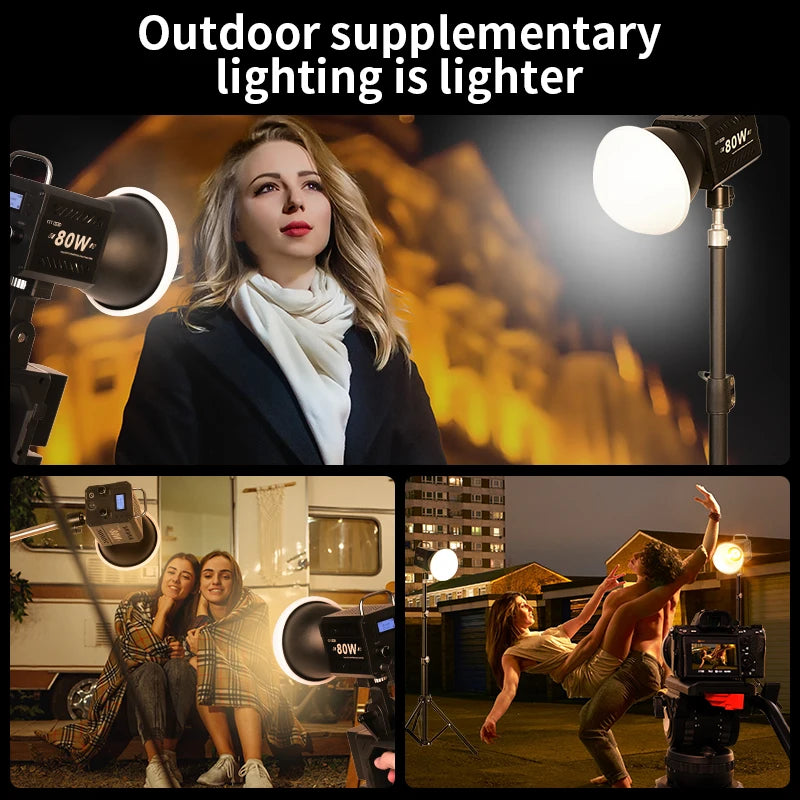 ZU80/ZU60 Photo Studio Light COB Bi-Color 2500-8500K CRI≥95 TLCI≥97 With Diffuser LED Video Lights Fill Lighting