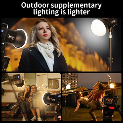 ZU80/ZU60 Photo Studio Light COB Bi-Color 2500-8500K CRI≥95 TLCI≥97 With Diffuser LED Video Lights Fill Lighting