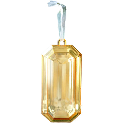 Plastic Square Gemstone Pendant Ornament Featuring Snowflake Pattern for Christmas Tree Hanging and Holiday Decoration