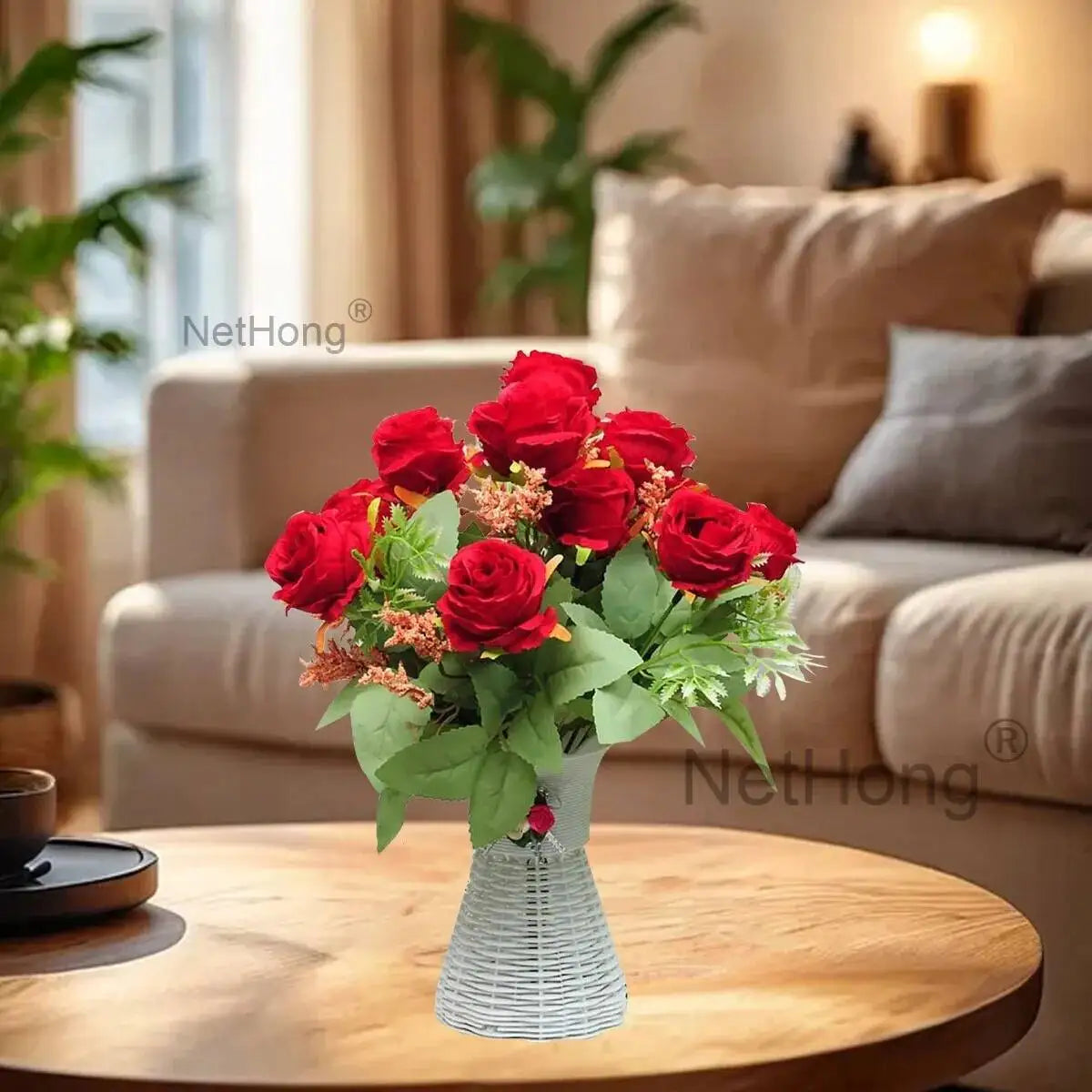 Artificial Flowers Fake Plants Plastic UV Resistant Home In/Outdoor Garden Decor