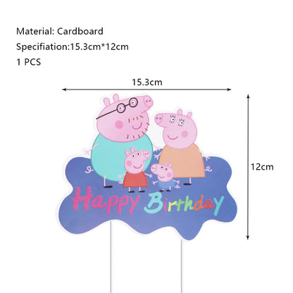 Peppa Pig Birthday Party Decoration Aluminum Foil Balloon For Kid Event Supplies Disposable Tableware Banner Backdrop Gift