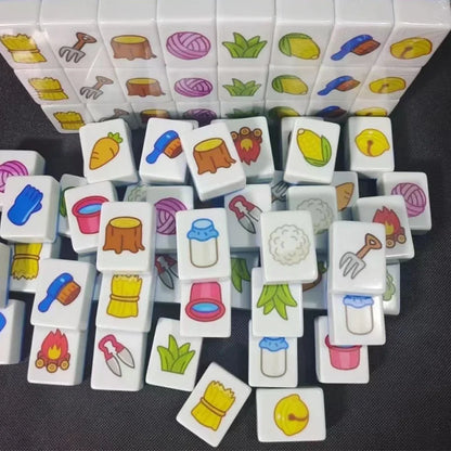 64 Blocks Tiktok Seaside Escape Mahjong Tile Game With Pattern Of Flag Ball Players Funny Parent Child Party Game Puzzle Toy