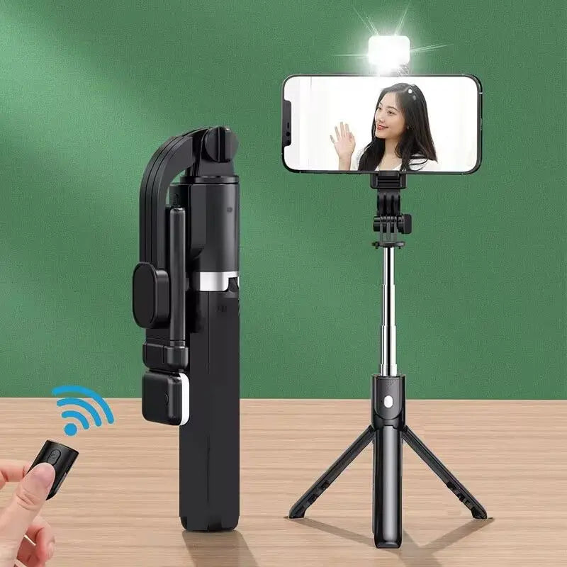 MEUYAG Wireless Selfie stick Tripod With Fill Light Bluetooth Shutter Remote Control Portable Foldable Monopod For Smart Phone