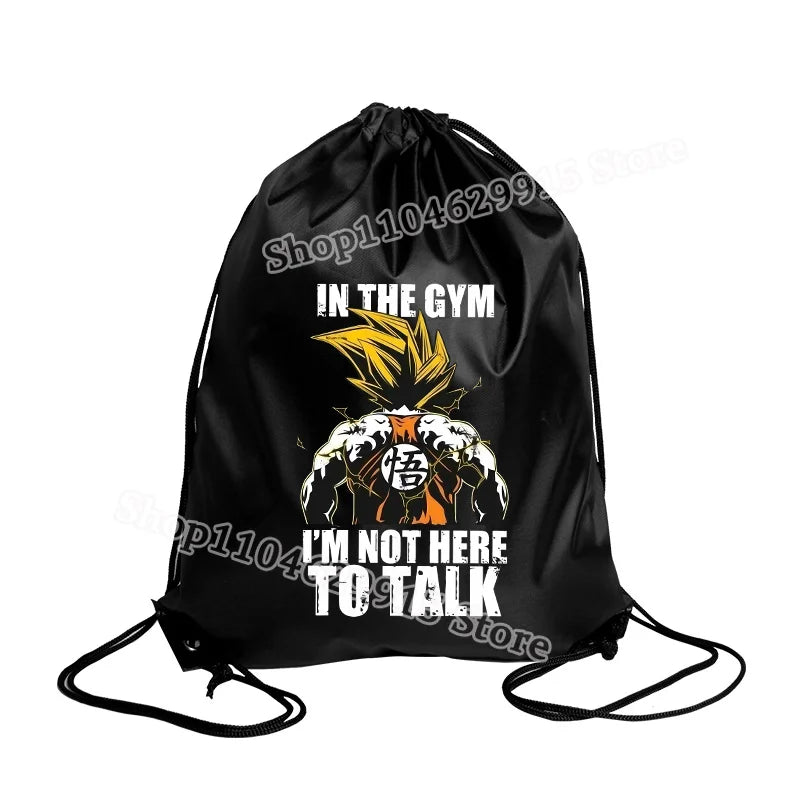 Dragon Ball Drawstring Bag Boys Goku Anime Figure String Pocket Swimming Pool Clothes Shoes Storage Waterproof Backpack Gifts