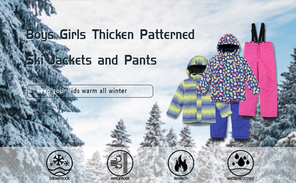 Kids Ski Suit Waterproof Snowboard Jacket & Pants Set - Boys Girls Winter Snow Gear 3-12 Years