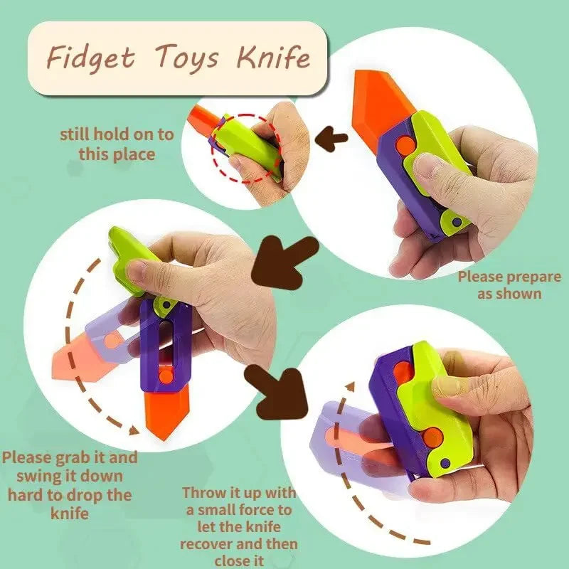 3D Printing Gravity Knife Toy Cub Jumping Small Radish Knife Fidget Toys Decompression Push Card Small Carrot Knife