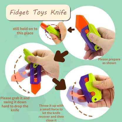 3D Printing Gravity Knife Toy Cub Jumping Small Radish Knife Fidget Toys Decompression Push Card Small Carrot Knife