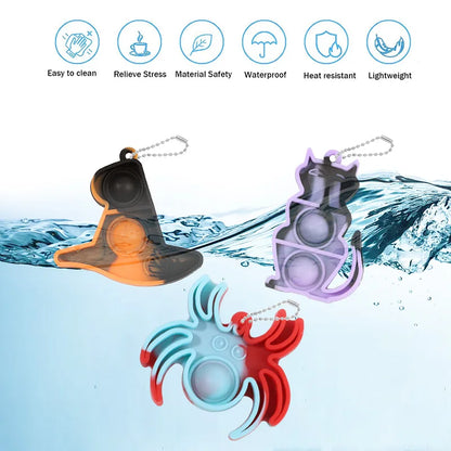 Halloween Fidget Toys Keychain - Mini Pop Pumpkin Spider Party Favors for Kids & Adults (10/20/30 Pack)