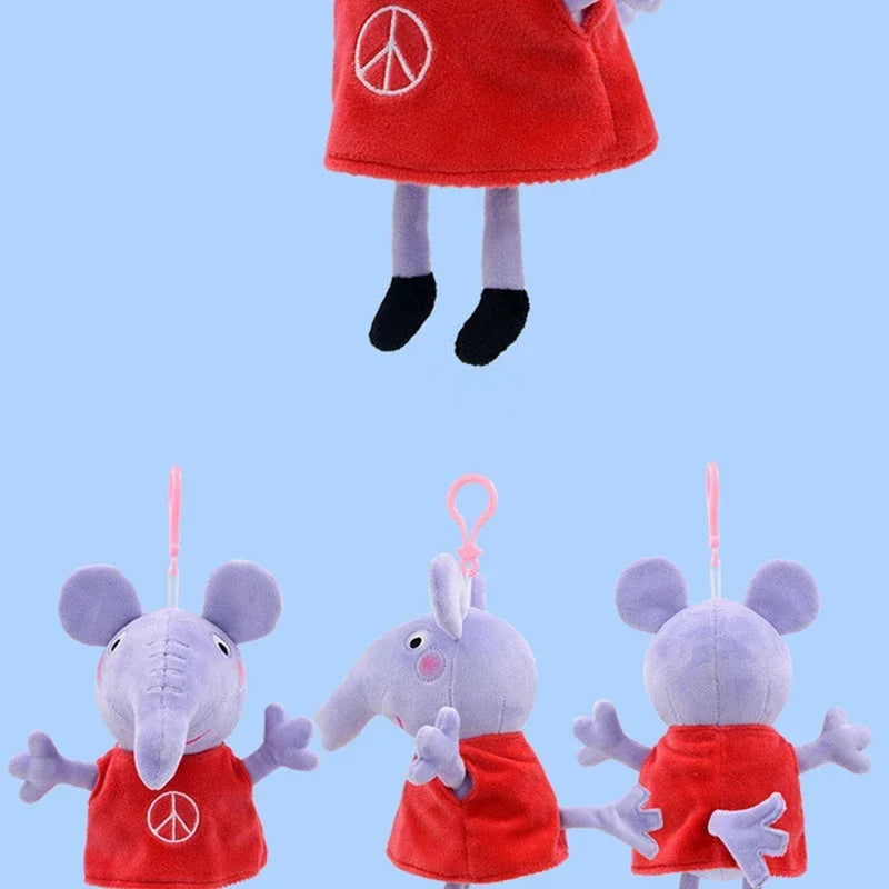 19CM Genuine Peppa Pig George Emily Candy Dennie Pedro Stuffed Plush Toys Keyring Animal Doll Pendant Children's Birthday Gifts