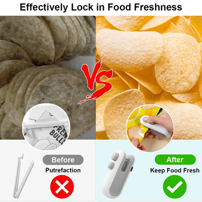 Mini Sealing Machine 2IN1 Heat Sealer Storage Bag Package Plastic Food Sealer USB Rechargable Clip Bag Handheld Food Heat Sealer