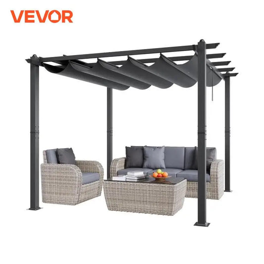 VEVOR Outdoor Retractable Pergola with Canopy Aluminum Pergola with Canopy Modern Pergola with Sun Shade Canopy for Gardens