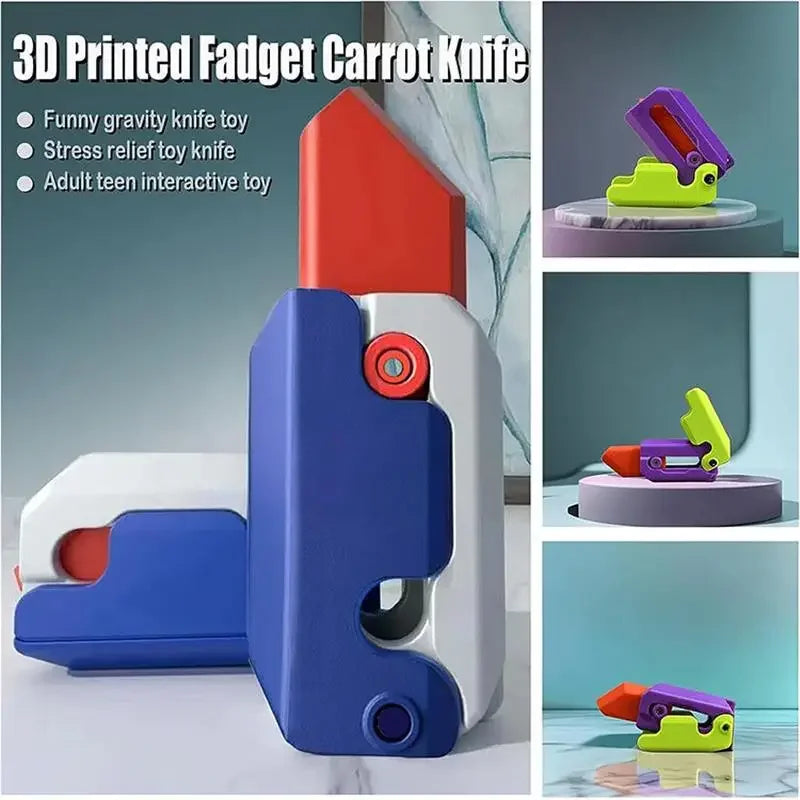 3D Printing Gravity Knife Toy Cub Jumping Small Radish Knife Fidget Toys Decompression Push Card Small Carrot Knife