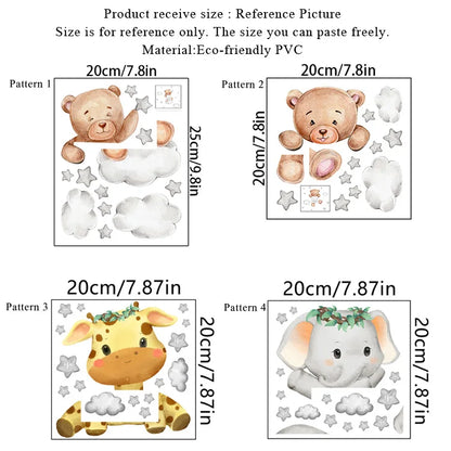 Cute Giraffe Bear Elephant Star Switch Sticker Kid Baby Bedroom Decoration Self-adhesive Home Decor Wallpaper Child Wall Decals