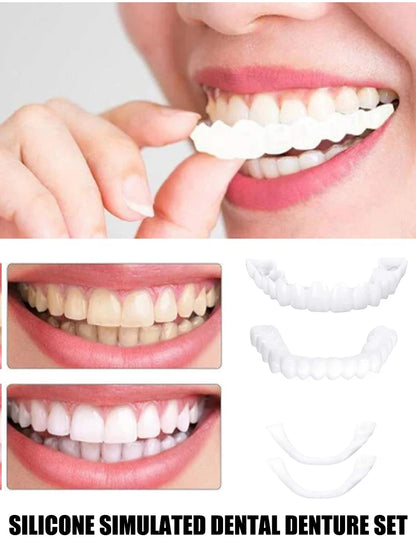 2 Pairs Regain Confident Smile Smile Whitening Teeth Snap Cap Denture Care Comfort Upper and Lower Jaw Denture for Men and Women