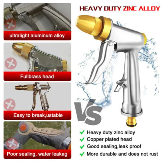 Metal Hose Water Spray Gun High Pressure Nozzle Car Garden Lawn Wash Pipe