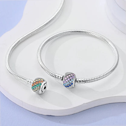 925 Sterling Silver Charm Bracelet - Leaf, Clover, Butterfly & Heart Design | 17-20cm Adjustable