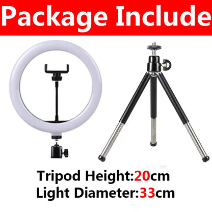 10 inch LED Selfie Ring Light Dimmable Photography Fill Lamp with Mini tripod for Mobile Phone Live Video Photo Studio Ringlight