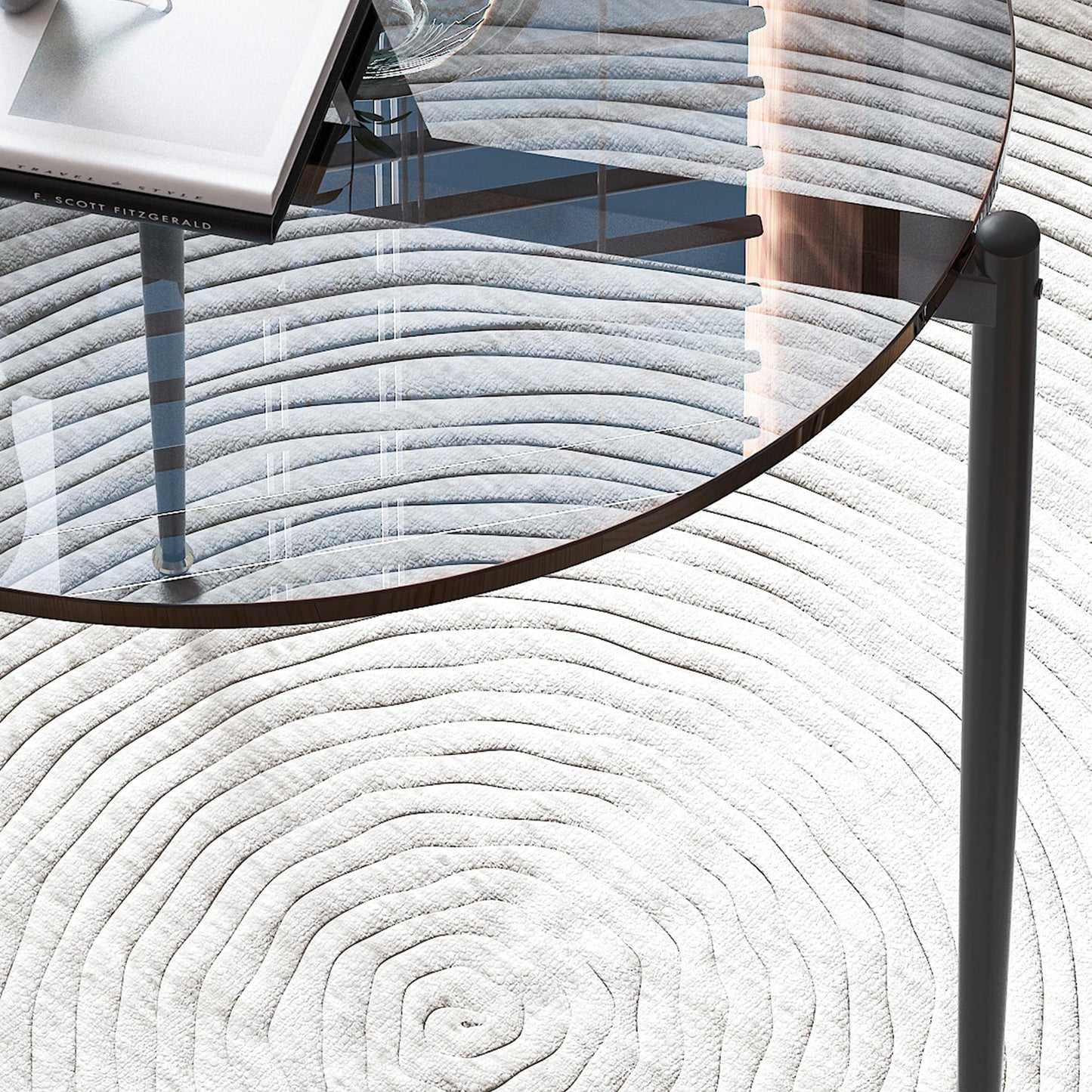 Coffee Table Leisure Round Table Tempered Glass Sofa Side End Table with Sleek Metal Legs for Living Room Office