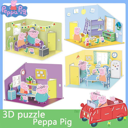 Peppa Pig 3D Puzzle Children's Puzzle Enlightenment Peppa Toys For Boys And Girls DIY Handmade House Models Gift Toys