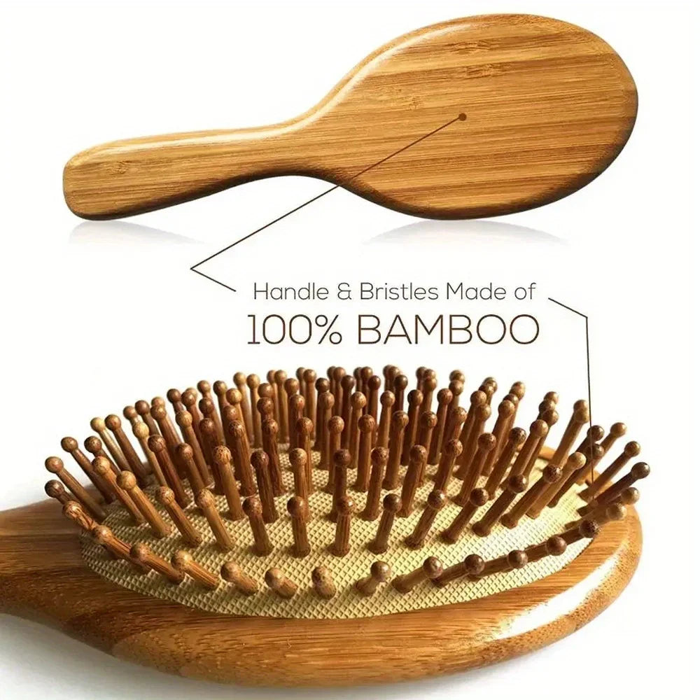 Natural bamboo paddle comb air cushion comb scalp massage anti-static tangle free comb,Special for real hair wigs