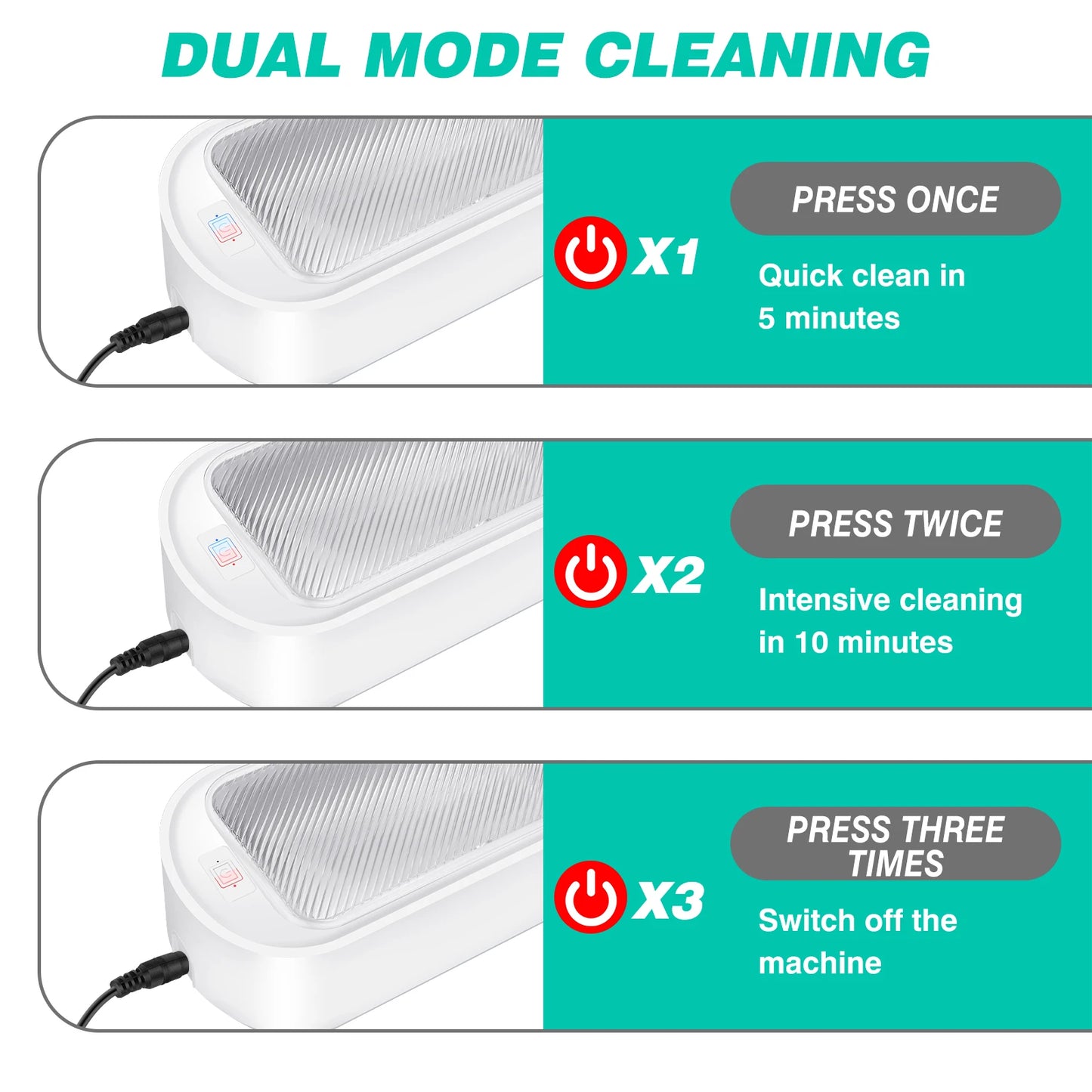 650ML Ultrasonic Cleaning Machine High Frequency Vibration Cleaner Washing Tool Portable Watch Jewelry Glasses Braces Cleaner