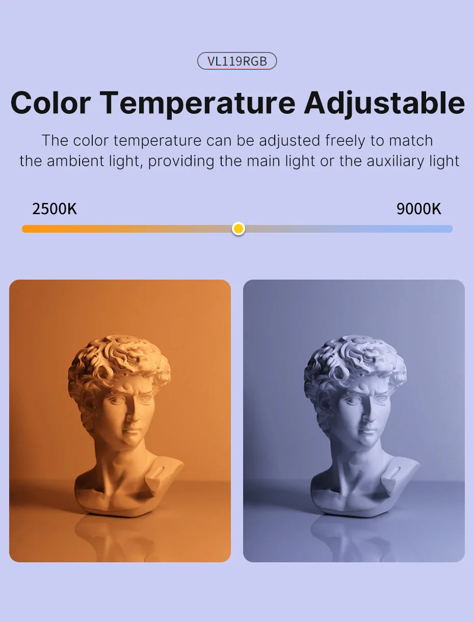 Ulanzi VL119 Stick Light RGB Handheld Wand Tube LED Video Light CRI 95+ 2500K-9000K 2000mAh Photography Lighting Fill Lamp